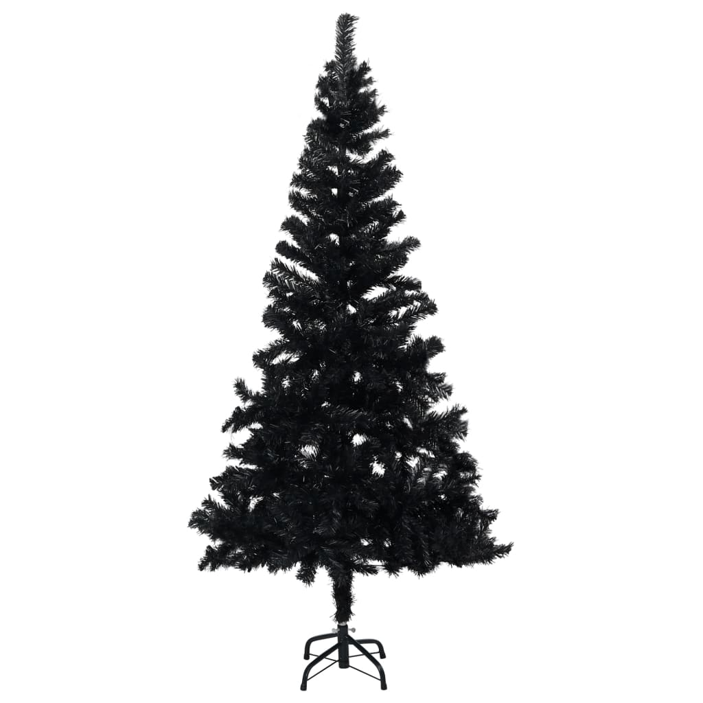 Artificial Pre-lit Christmas Tree with Stand Black 59.1" PVC