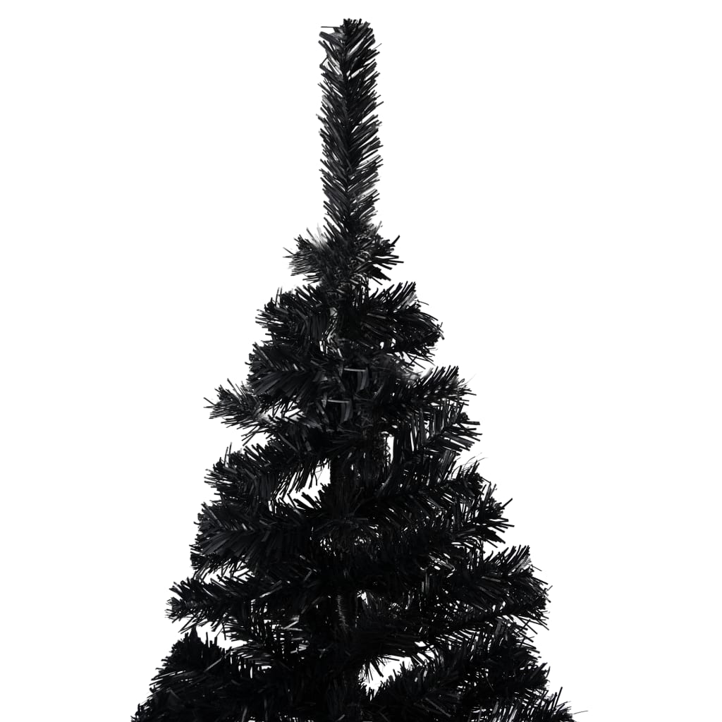 Artificial Pre-lit Christmas Tree with Stand Black 59.1" PVC