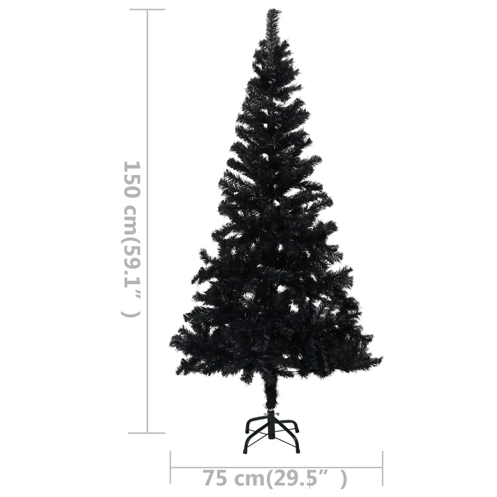 Artificial Pre-lit Christmas Tree with Stand Black 59.1" PVC