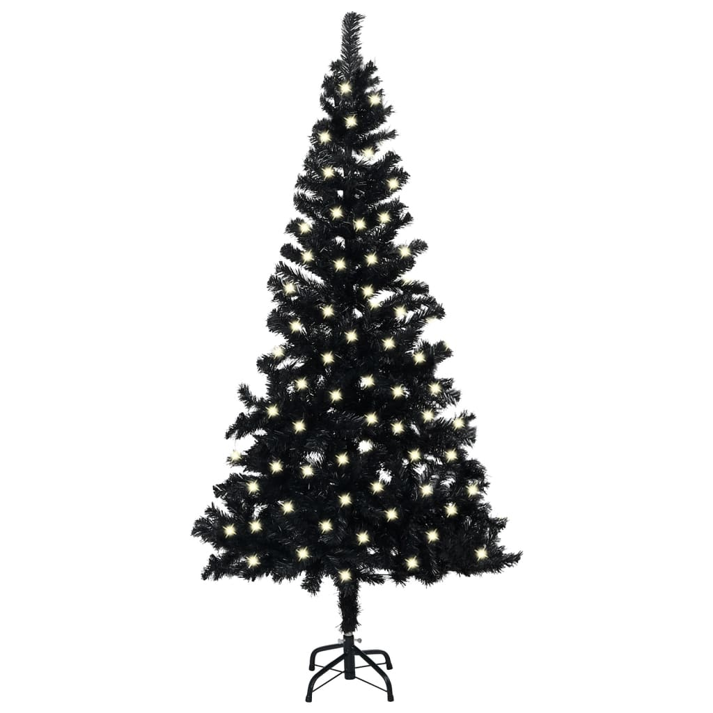 Artificial Pre-lit Christmas Tree with Stand Black 47.2" PVC