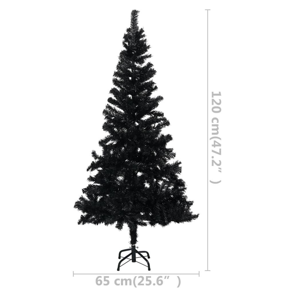 Artificial Pre-lit Christmas Tree with Stand Black 47.2" PVC