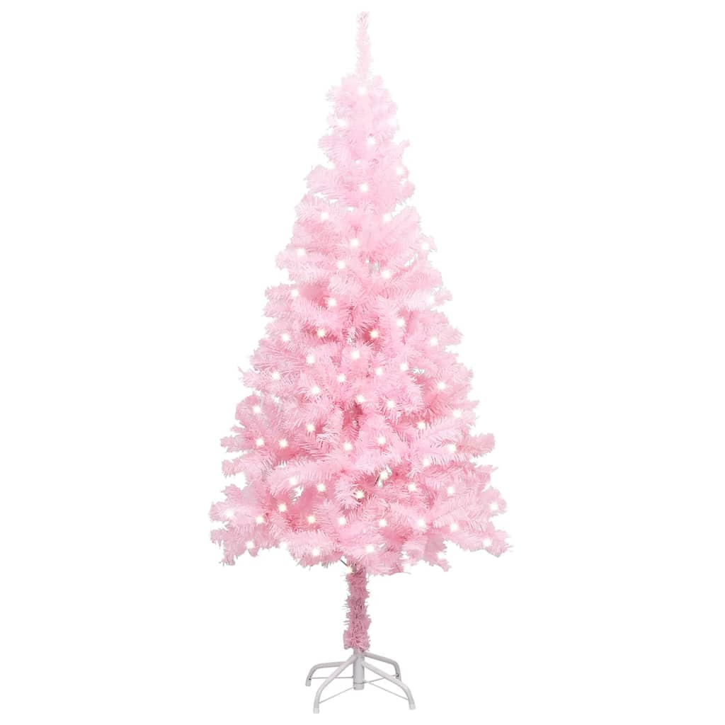 Artificial Pre-lit Christmas Tree with Stand Pink 94.5" PVC