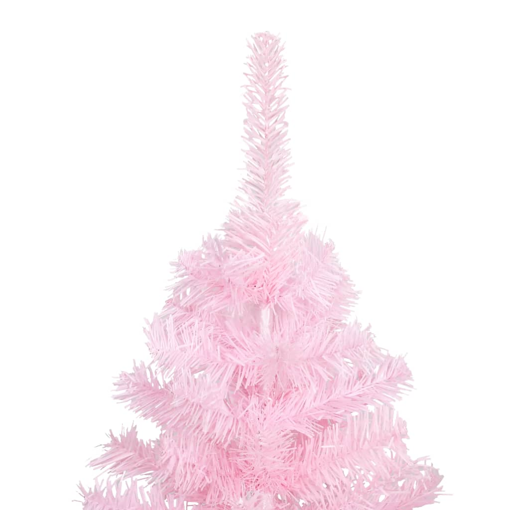 Artificial Pre-lit Christmas Tree with Stand Pink 94.5" PVC