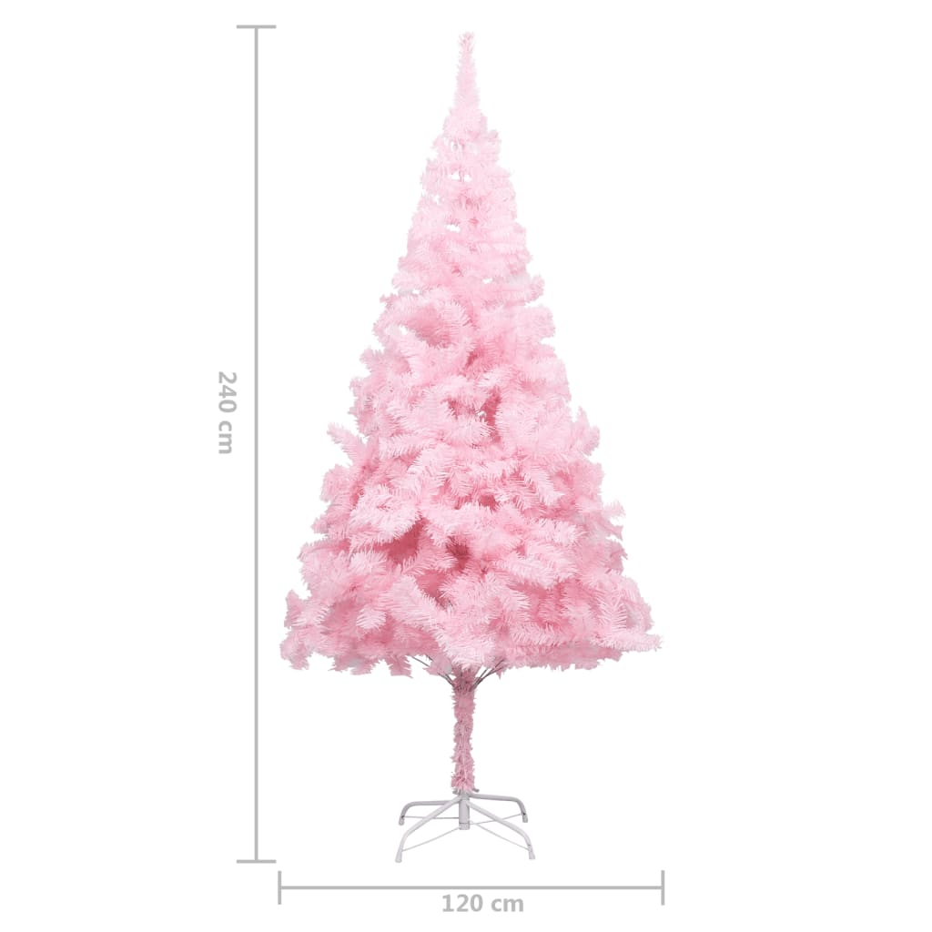 Artificial Pre-lit Christmas Tree with Stand Pink 94.5" PVC