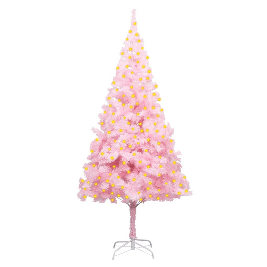 Artificial Pre-lit Christmas Tree with Stand Pink 82.7" PVC