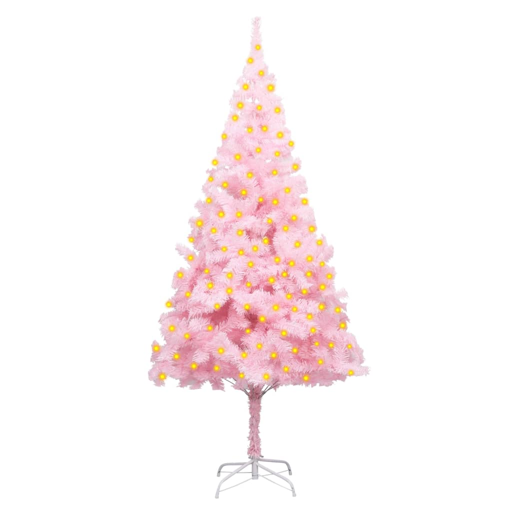 Artificial Pre-lit Christmas Tree with Stand Pink 70.9" PVC