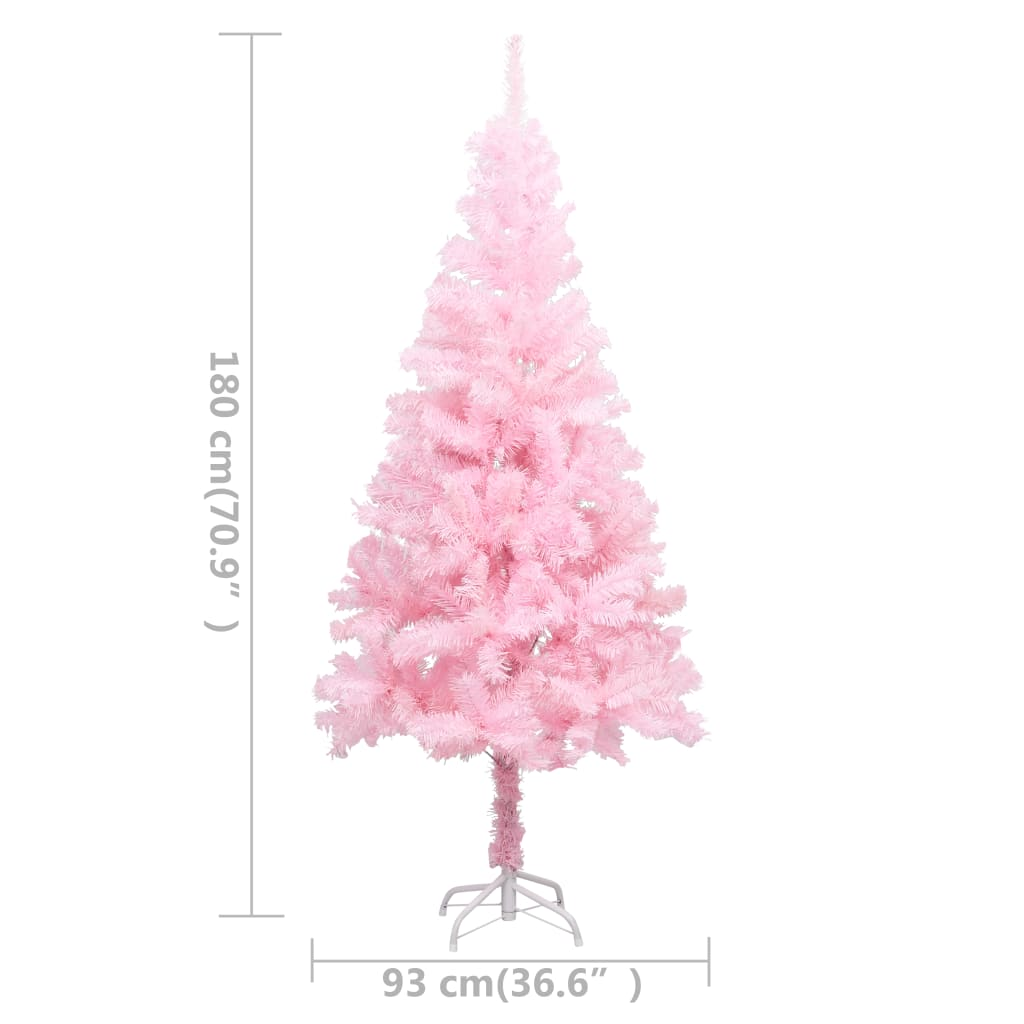 Artificial Pre-lit Christmas Tree with Stand Pink 70.9" PVC