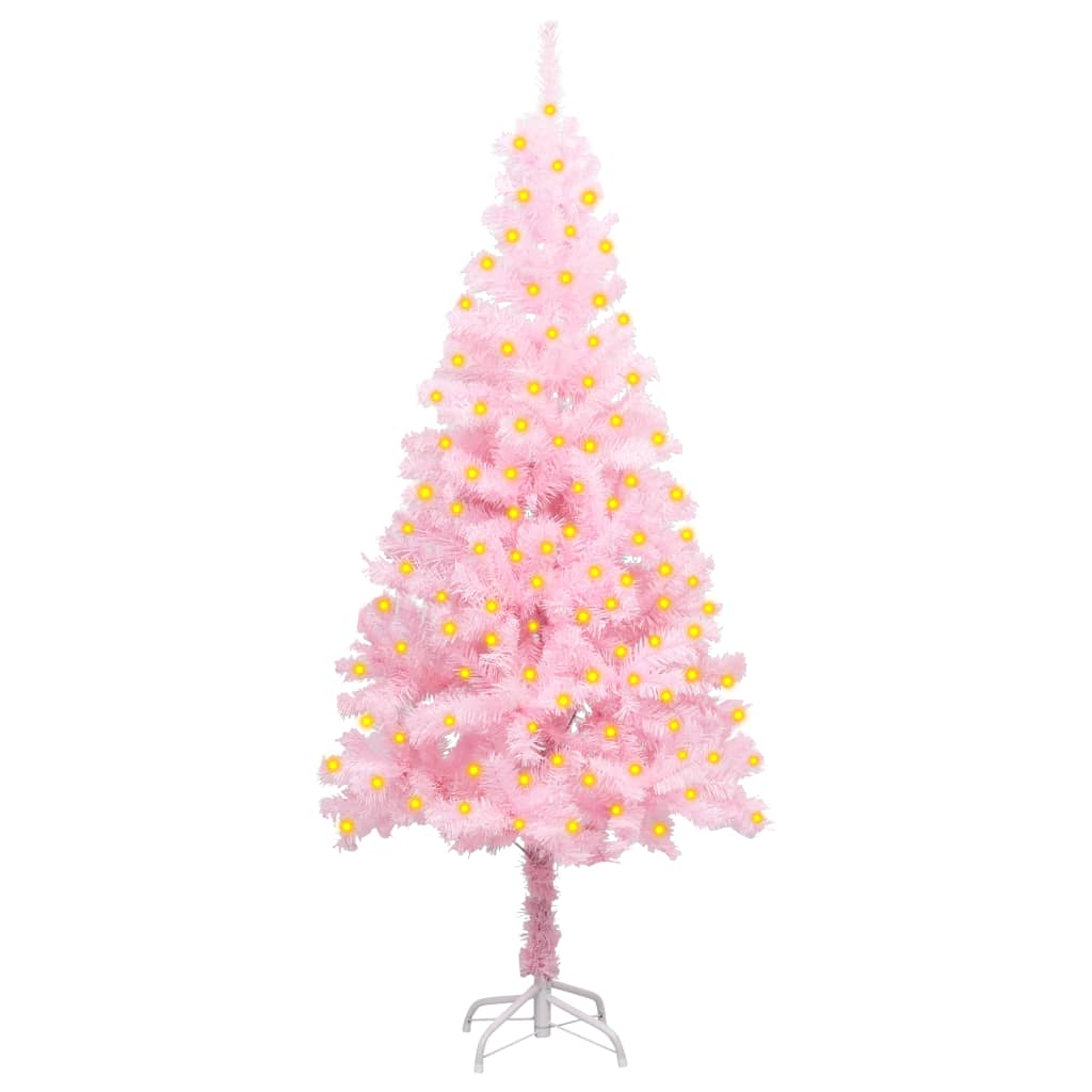 Artificial Pre-lit Christmas Tree with Stand Pink 59.1" PVC