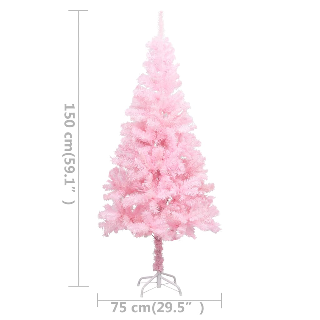 Artificial Pre-lit Christmas Tree with Stand Pink 59.1" PVC