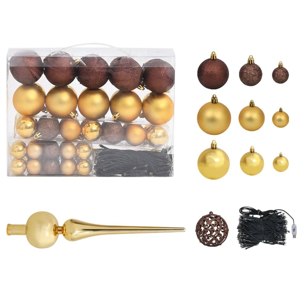 Artificial Pre-lit Christmas Tree with Ball Set Gold 59.1" PET