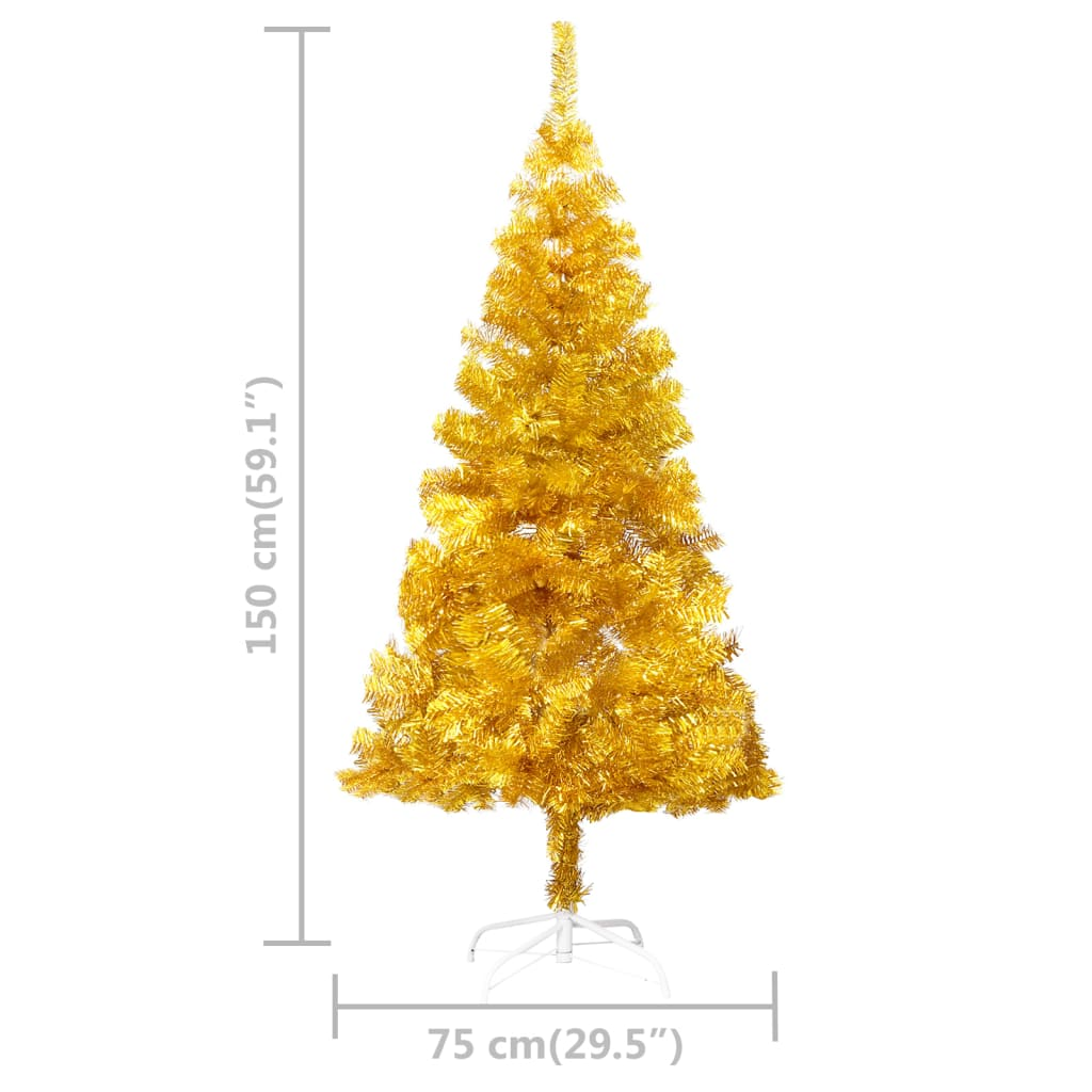 Artificial Pre-lit Christmas Tree with Ball Set Gold 59.1" PET