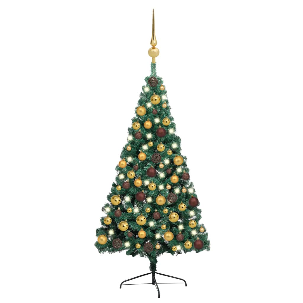 Artificial Half Pre-lit Christmas Tree with Ball Set Green 59.1"