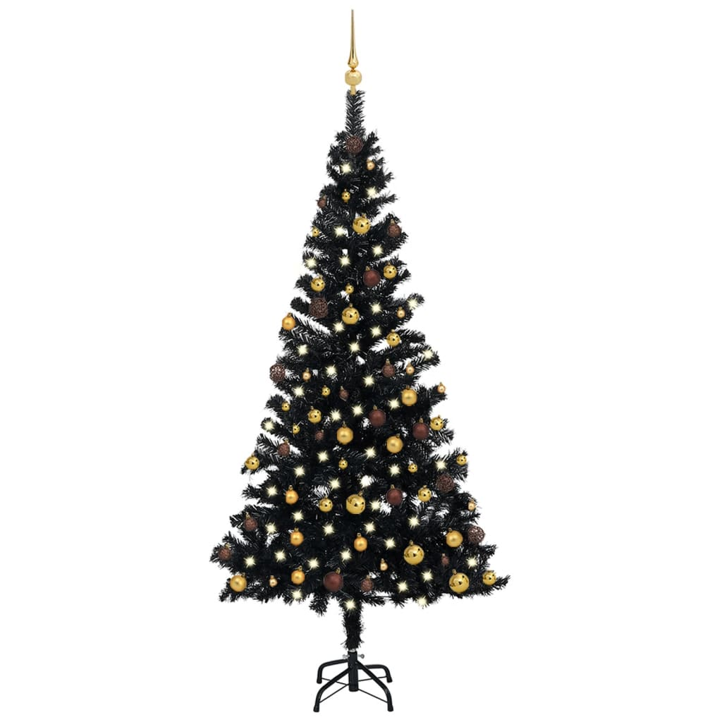 Artificial Pre-lit Christmas Tree with Ball Set Black 59.1" PVC