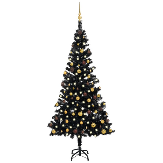 Artificial Pre-lit Christmas Tree with Ball Set Black 59.1" PVC