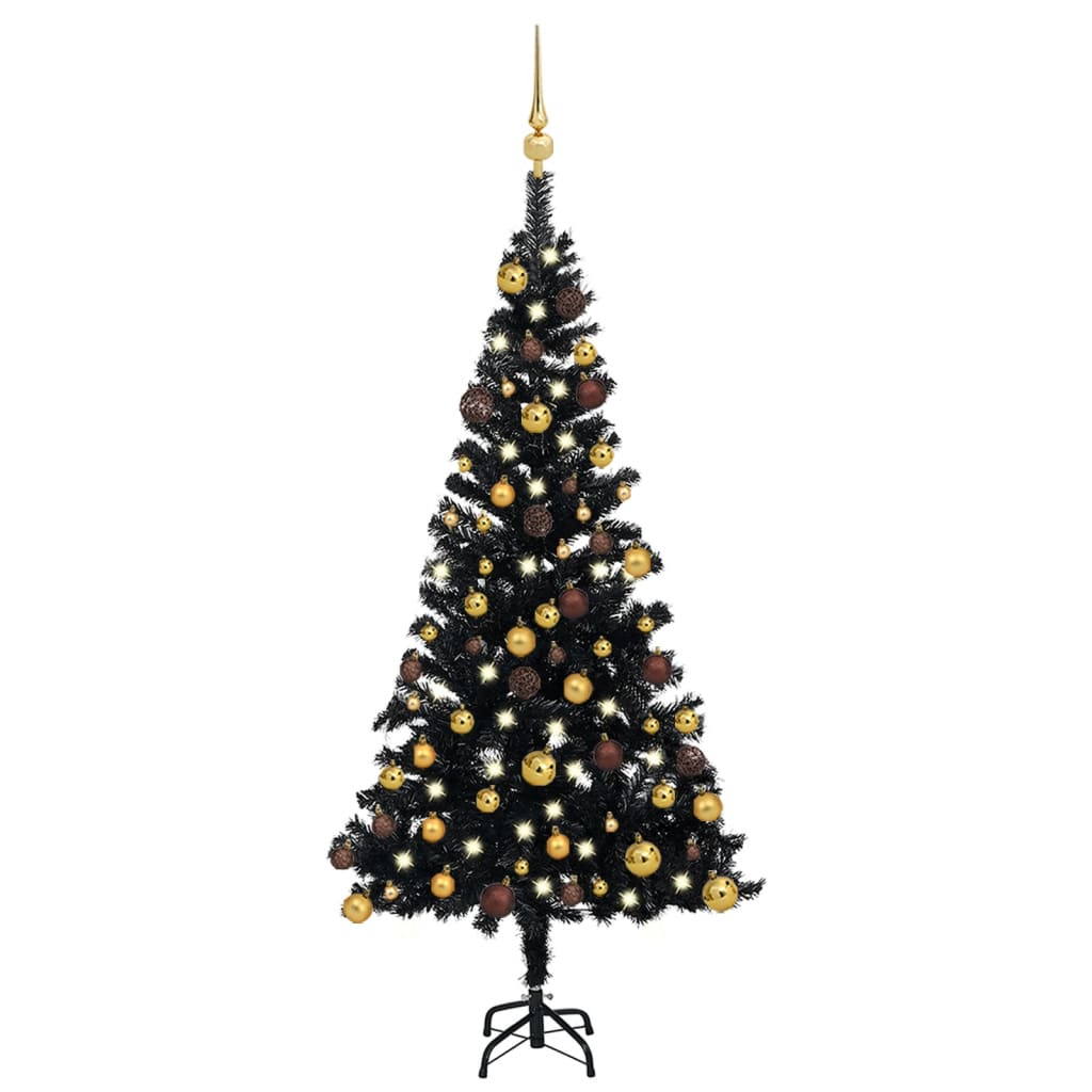 Artificial Pre-lit Christmas Tree with Ball Set Black 47.2" PVC