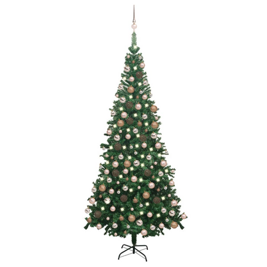 Artificial Pre-lit Christmas Tree with Ball Set L 94.5" Green