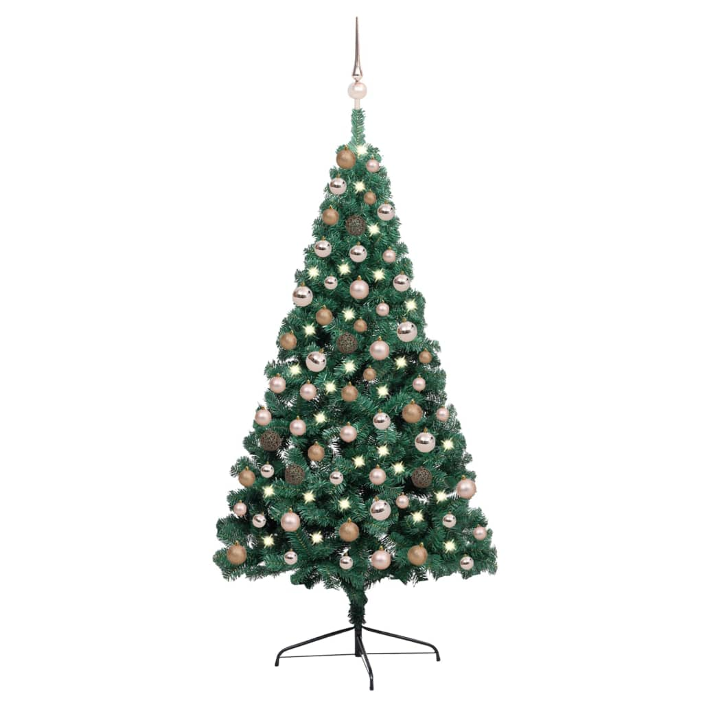 Artificial Half Pre-lit Christmas Tree with Ball Set Green 59.1"