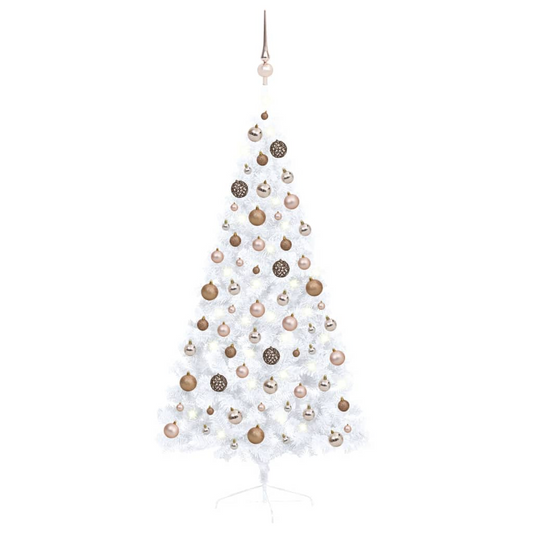 Artificial Half Pre-lit Christmas Tree with Ball Set White 59.1"