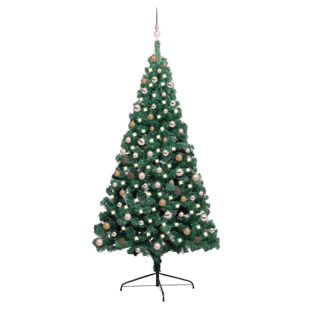 Artificial Half Pre-lit Christmas Tree with Ball Set Green 82.7"