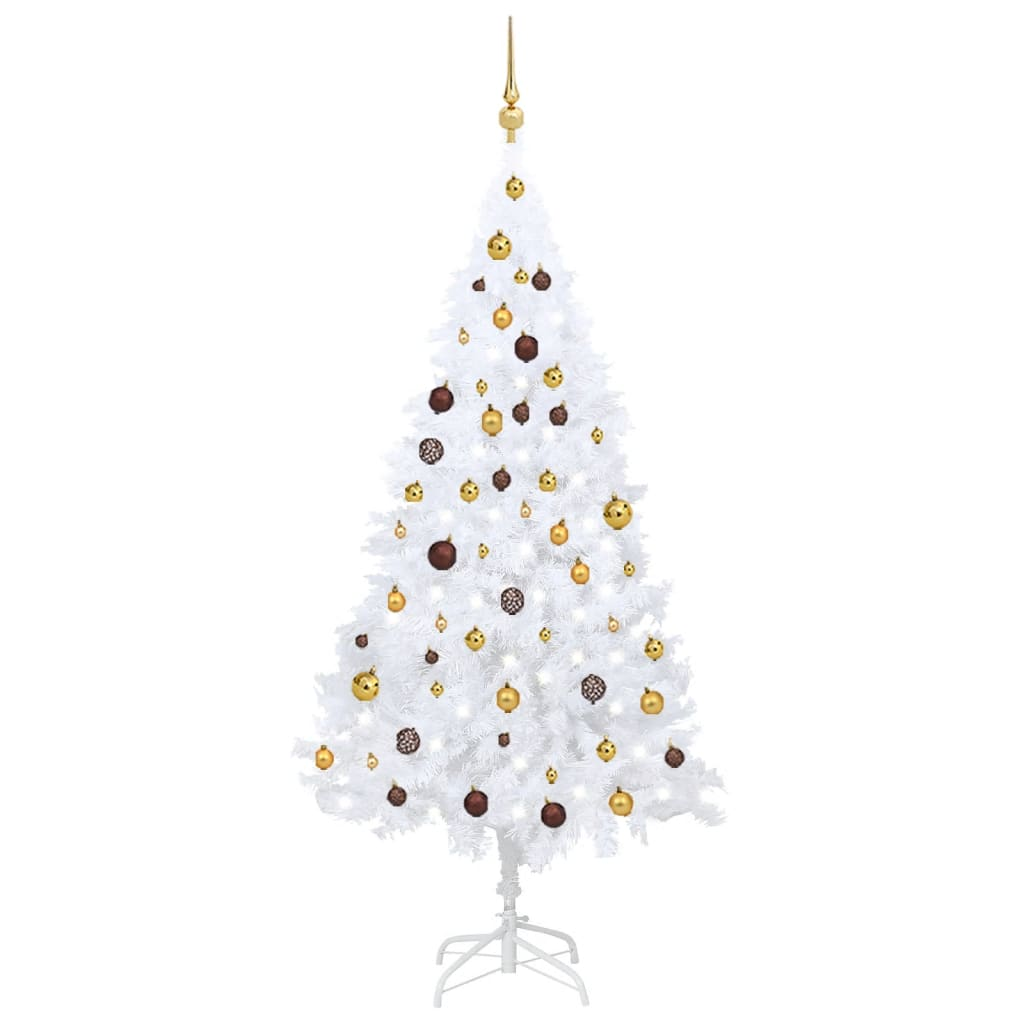 Artificial Pre-lit Christmas Tree with Ball Set White 70.9" PVC