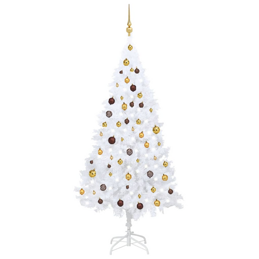 Artificial Pre-lit Christmas Tree with Ball Set White 70.9" PVC