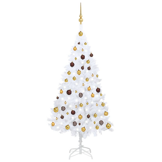 Artificial Pre-lit Christmas Tree with Ball Set White 59.1" PVC