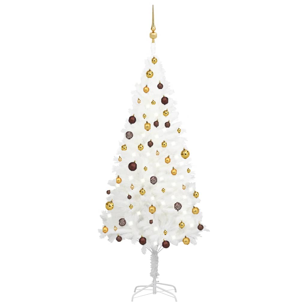 Artificial Pre-lit Christmas Tree with Ball Set White 70.9"