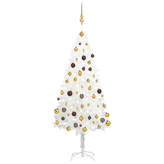 Artificial Pre-lit Christmas Tree with Ball Set White 59.1"