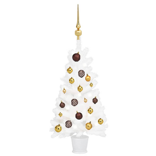 Artificial Pre-lit Christmas Tree with Ball Set White 35.4"