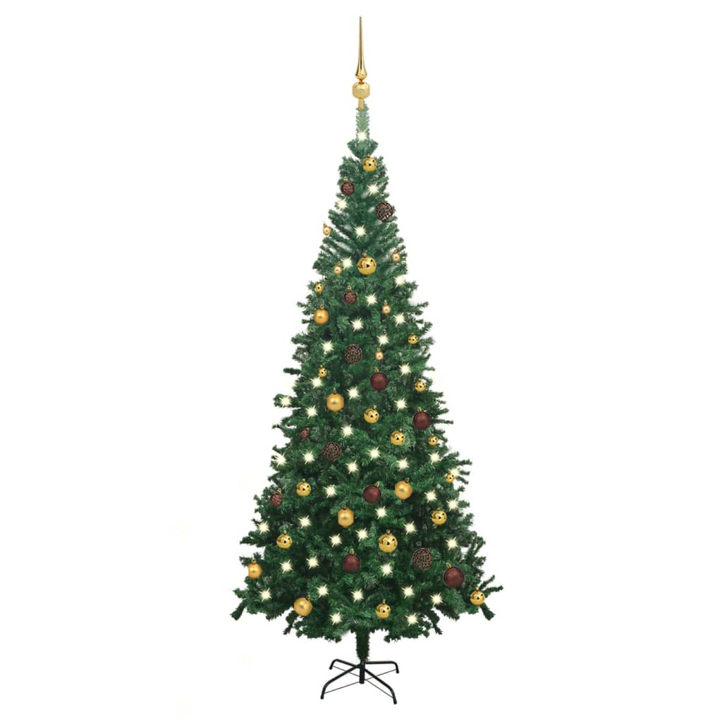 Artificial Pre-lit Christmas Tree with Ball Set L 94.5" Green