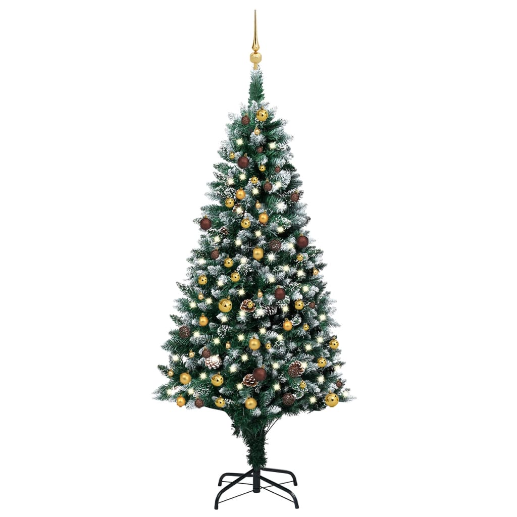 Artificial Pre-lit Christmas Tree with Ball Set&Pinecones 82.7"