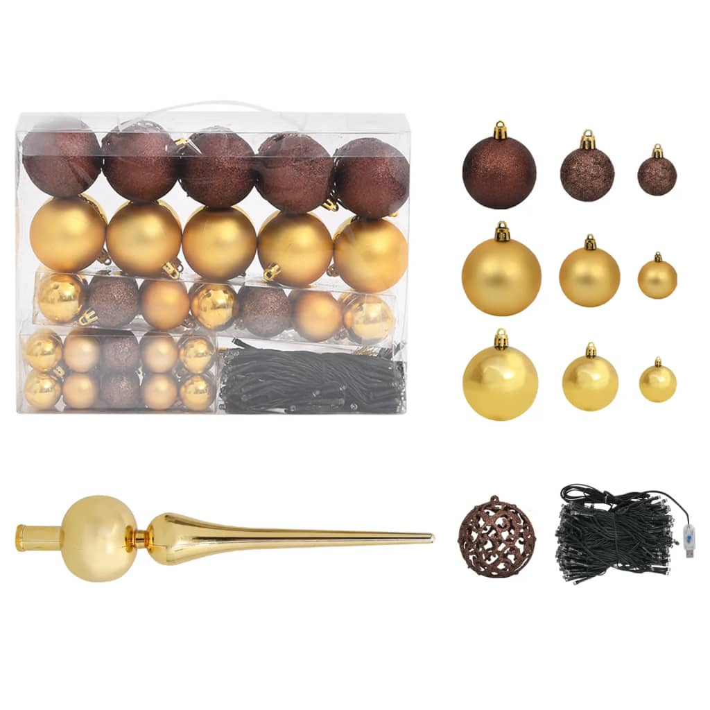 Artificial Pre-lit Christmas Tree with Ball Set&Pinecones 82.7"