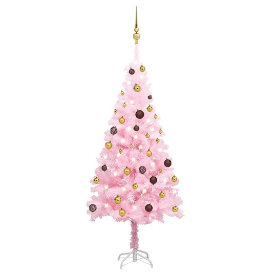 Artificial Pre-lit Christmas Tree with Ball Set Pink 59.1" PVC