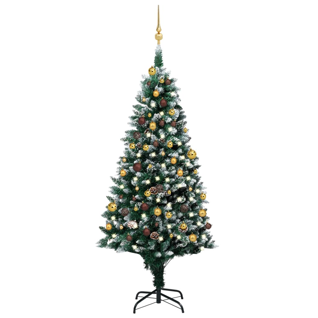 Artificial Pre-lit Christmas Tree with Ball Set&Pinecones 70.9"