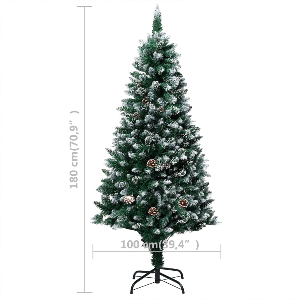 Artificial Pre-lit Christmas Tree with Ball Set&Pinecones 70.9"