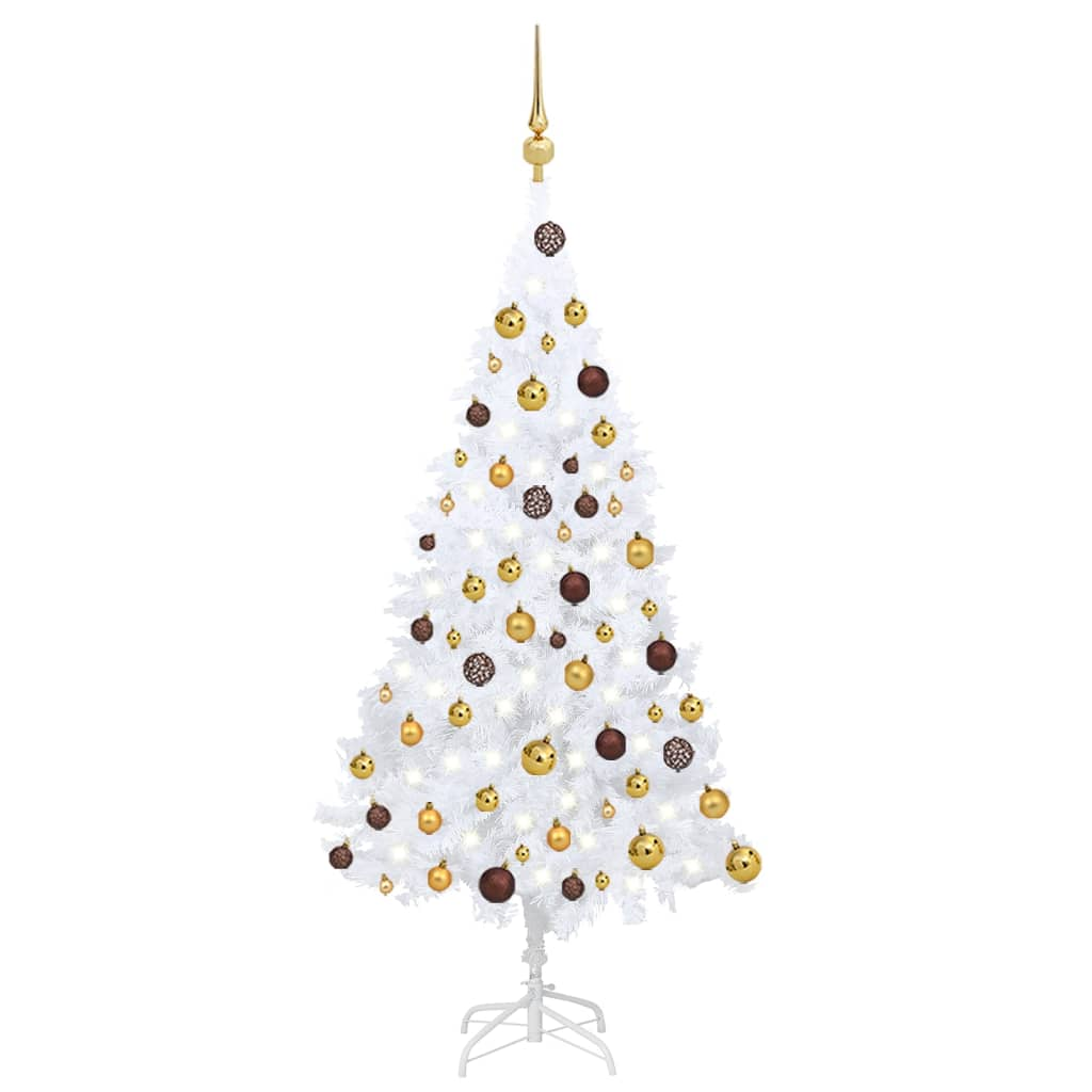 Artificial Pre-lit Christmas Tree with Ball Set White 47.2" PVC