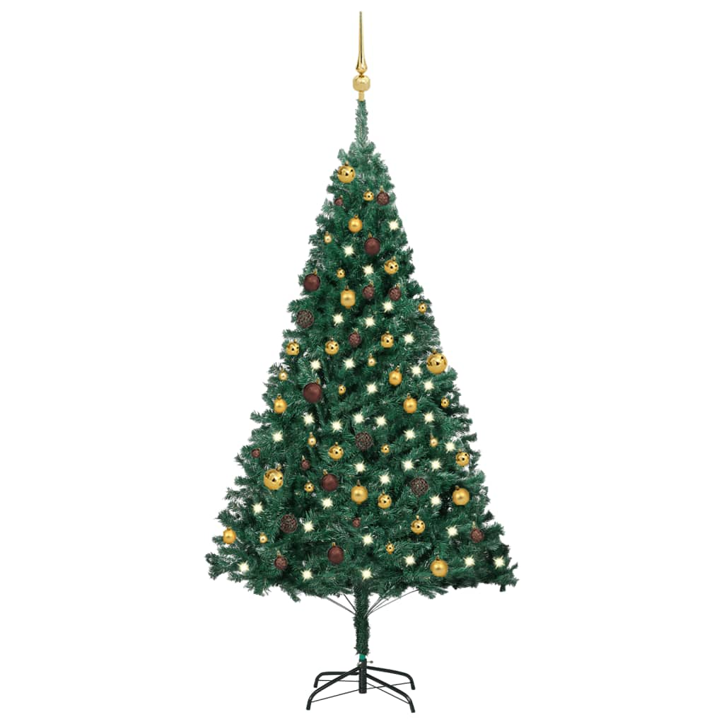 Artificial Pre-lit Christmas Tree with Ball Set Green 70.9" PVC