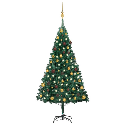 Artificial Pre-lit Christmas Tree with Ball Set Green 59.1" PVC