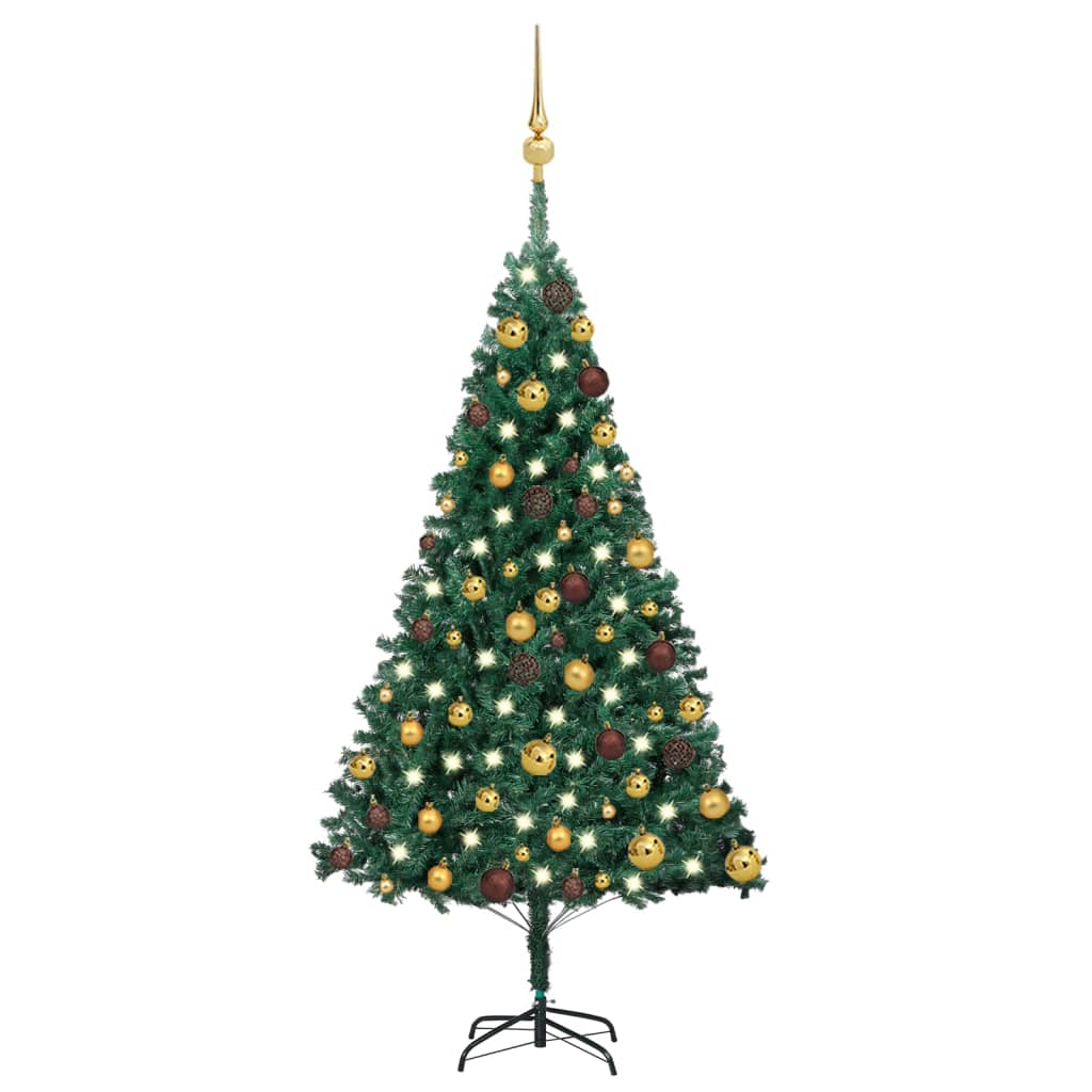 Artificial Pre-lit Christmas Tree with Ball Set Green 47.2" PVC