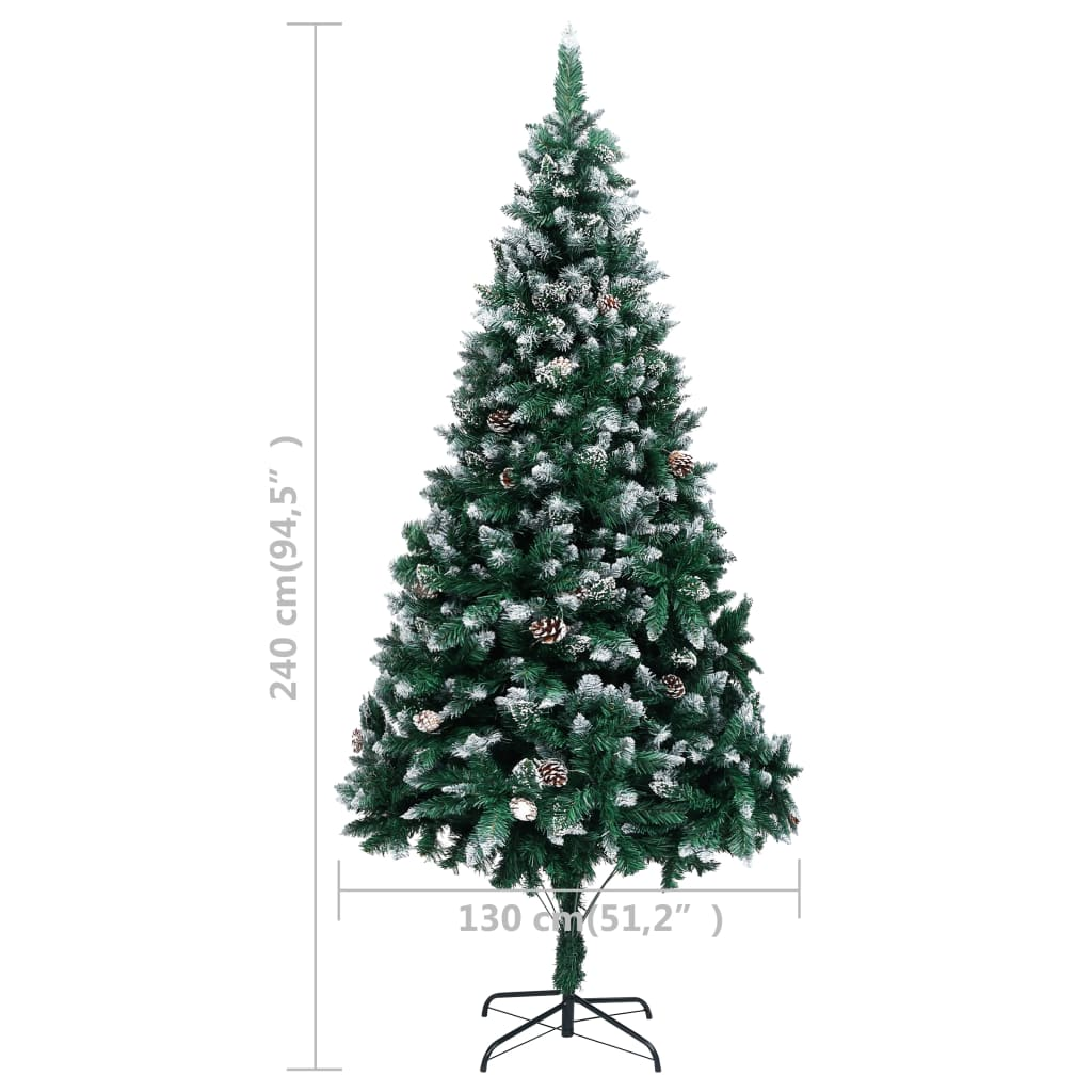 Artificial Pre-lit Christmas Tree with Ball Set&Pinecones 94.5"