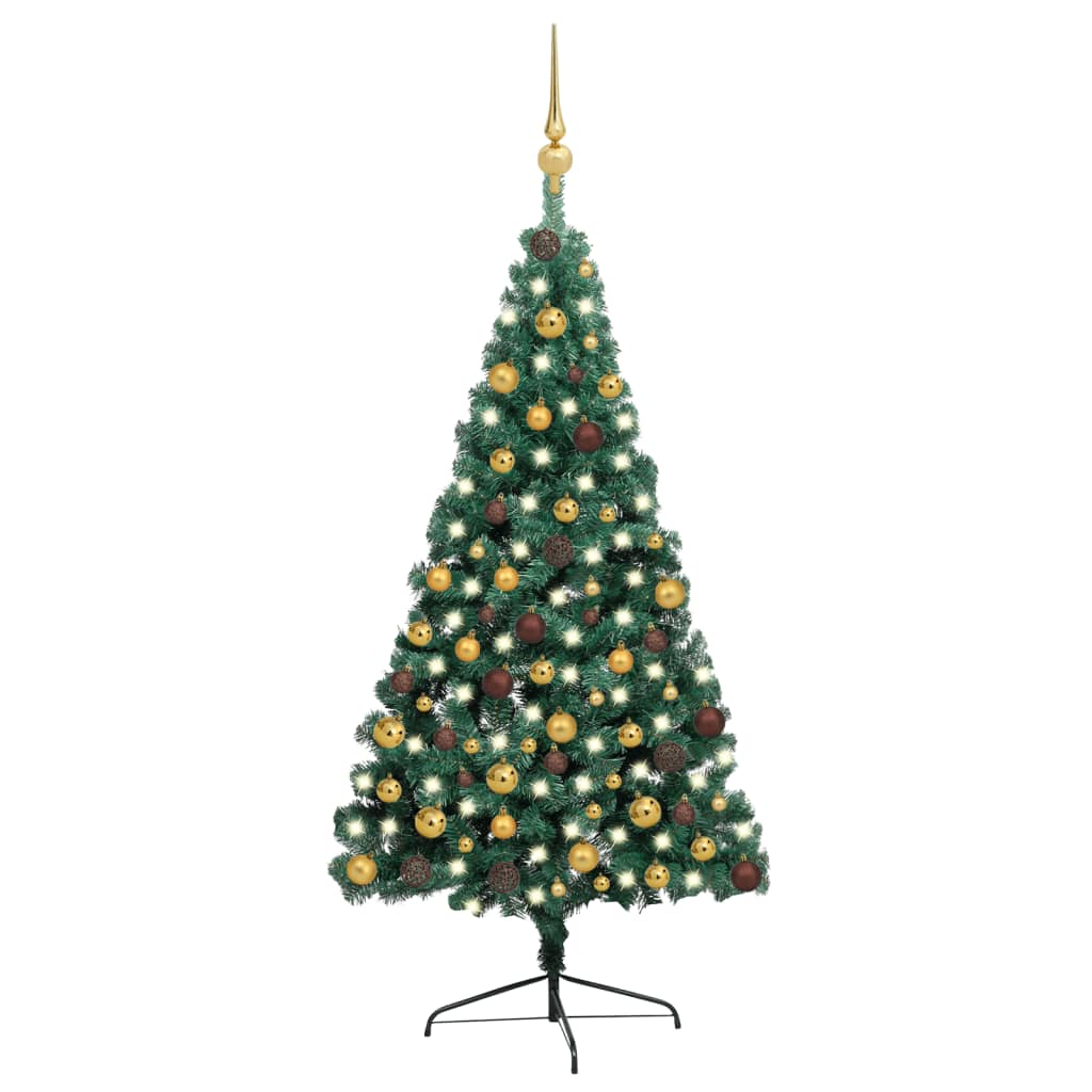 Artificial Half Pre-lit Christmas Tree with Ball Set Green 82.7"