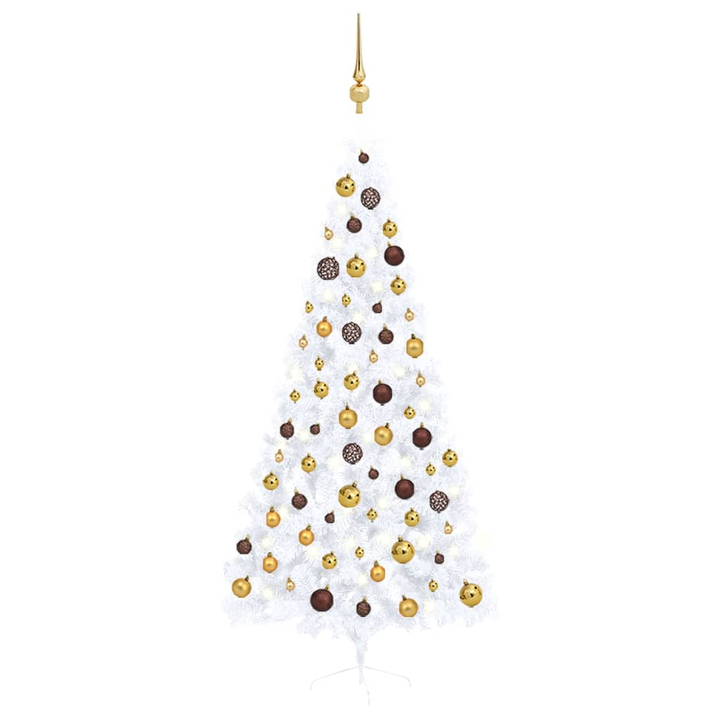 Artificial Half Pre-lit Christmas Tree with Ball Set White 82.7"