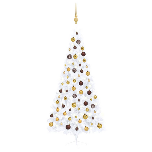 Artificial Half Pre-lit Christmas Tree with Ball Set White 82.7"