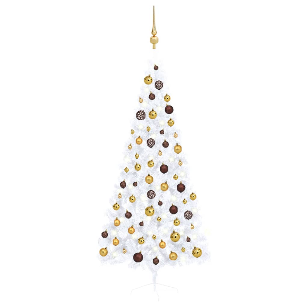 Artificial Half Pre-lit Christmas Tree with Ball Set White 70.9"