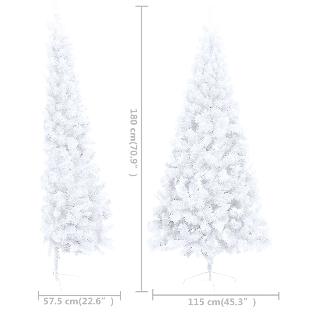 Artificial Half Pre-lit Christmas Tree with Ball Set White 70.9"