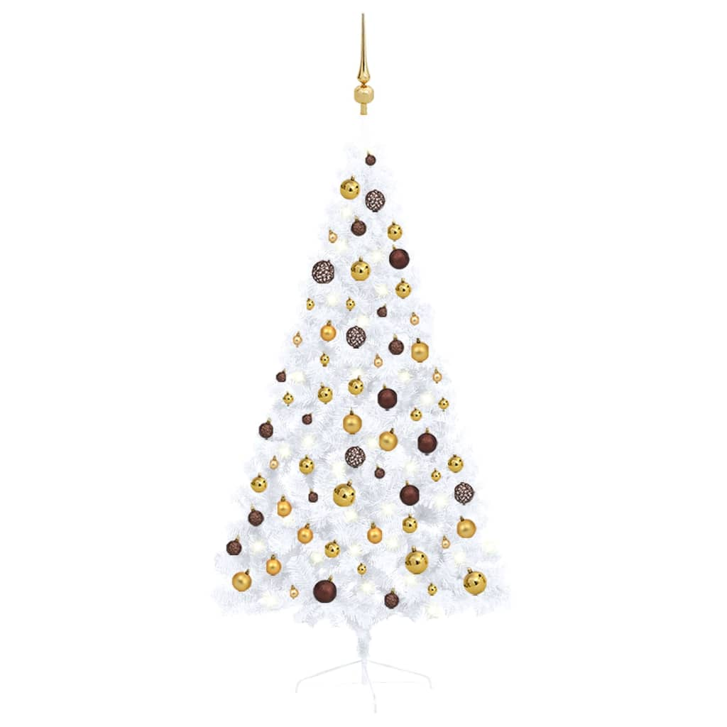 Artificial Half Pre-lit Christmas Tree with Ball Set White 59.1"