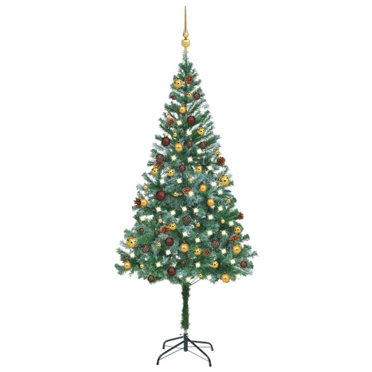 Artificial Pre-lit Christmas Tree with Ball Set&Pinecones 70.9"