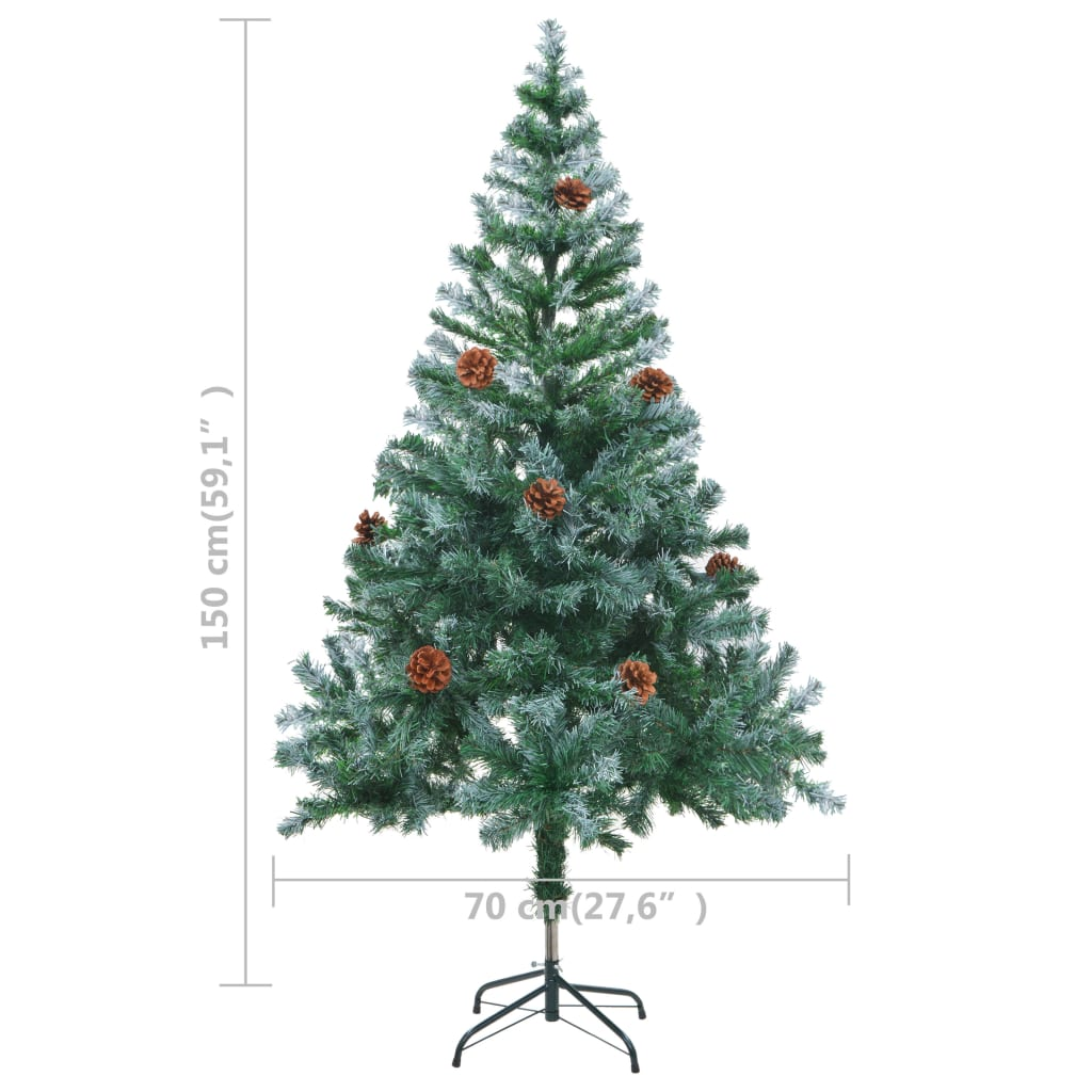 Frosted Pre-lit Christmas Tree with Ball Set&Pinecones 59.1"