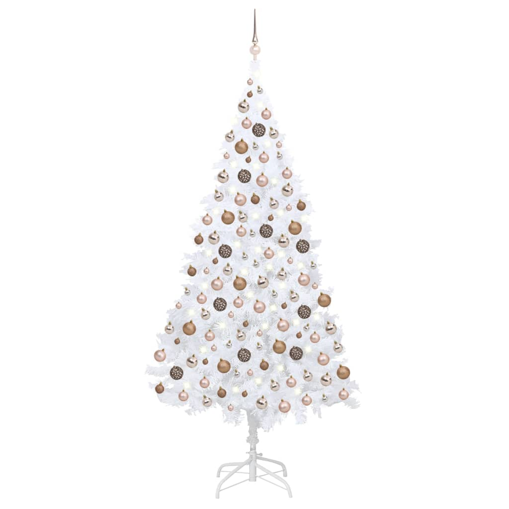 Artificial Pre-lit Christmas Tree with Ball Set White 94.5"