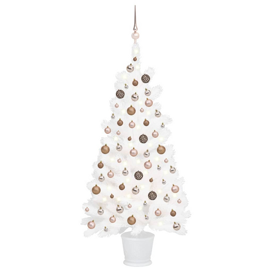 Artificial Pre-lit Christmas Tree with Ball Set White 35.4"